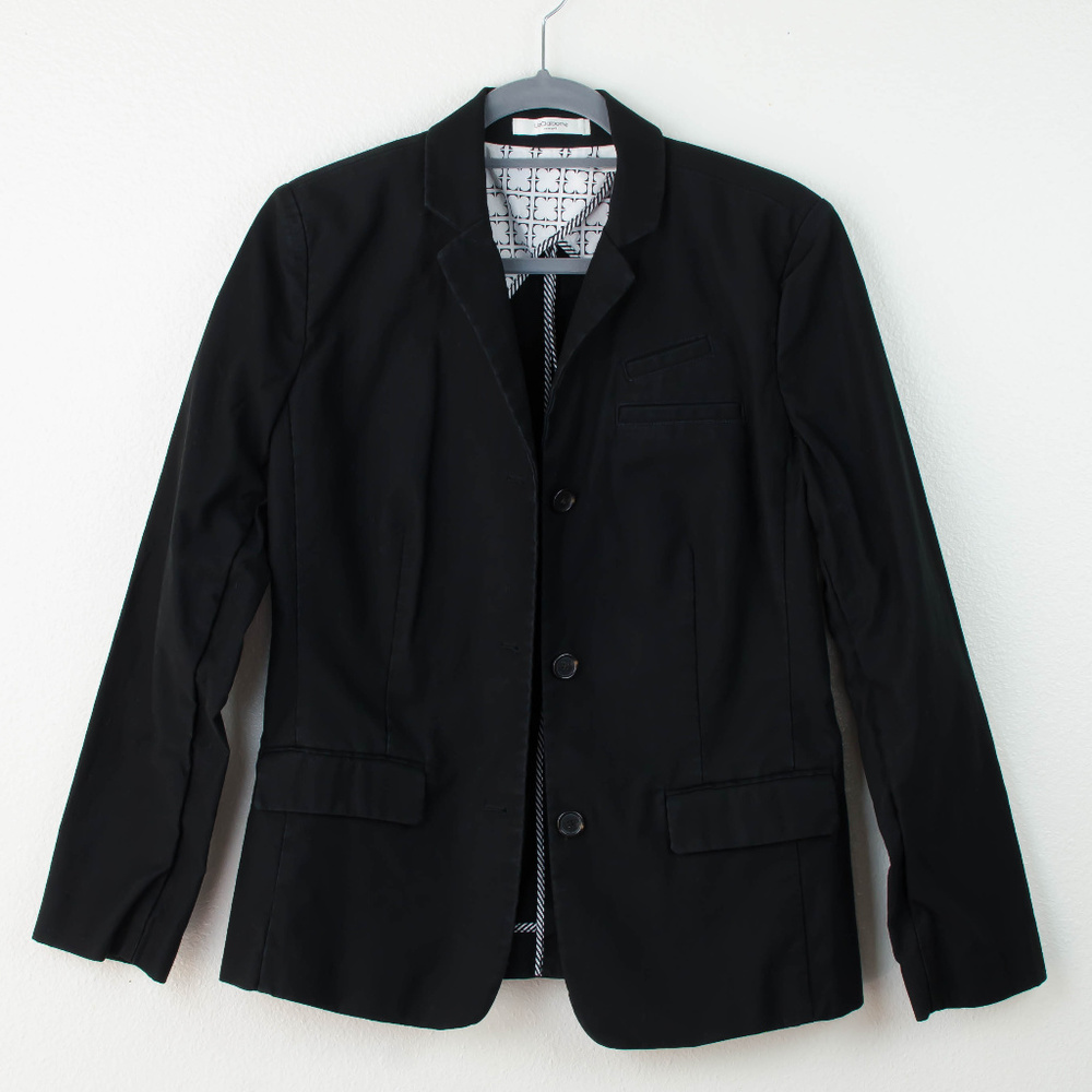 Y2K Minimalist Dark Academia Black Cotton Blazer